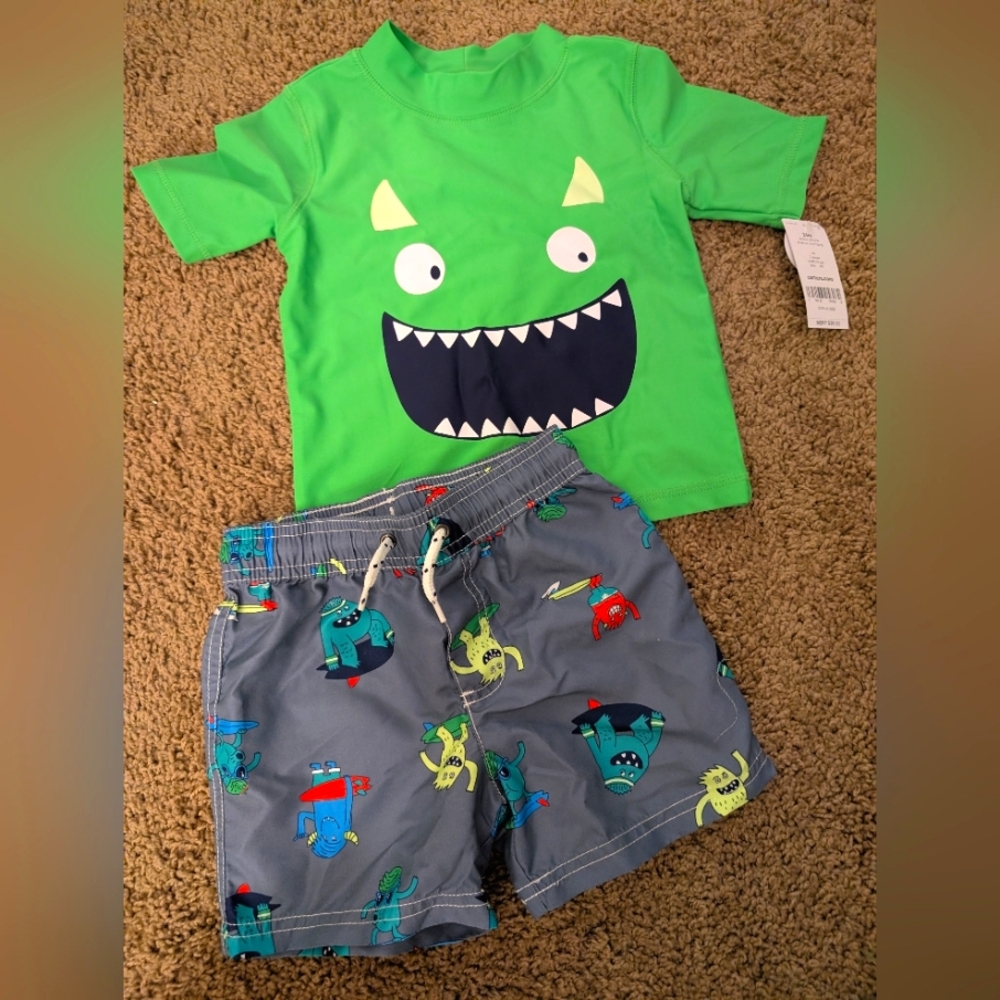 12, 18 or 24 month Carter's 2-piece rash guard swim set, NEW with tags